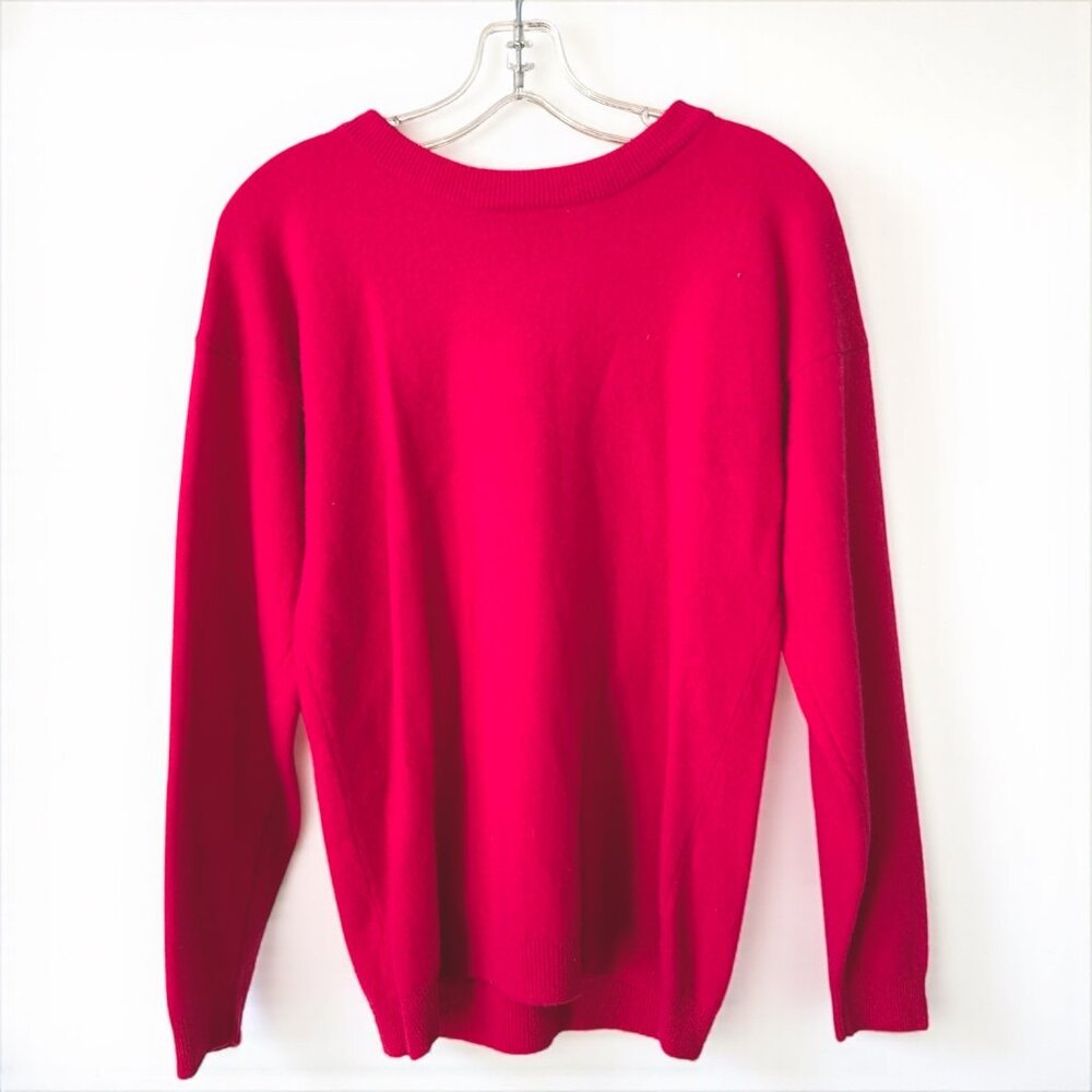 James River Traders Hot Pink Wool Sweater M Vintage USA Made Lambswool
